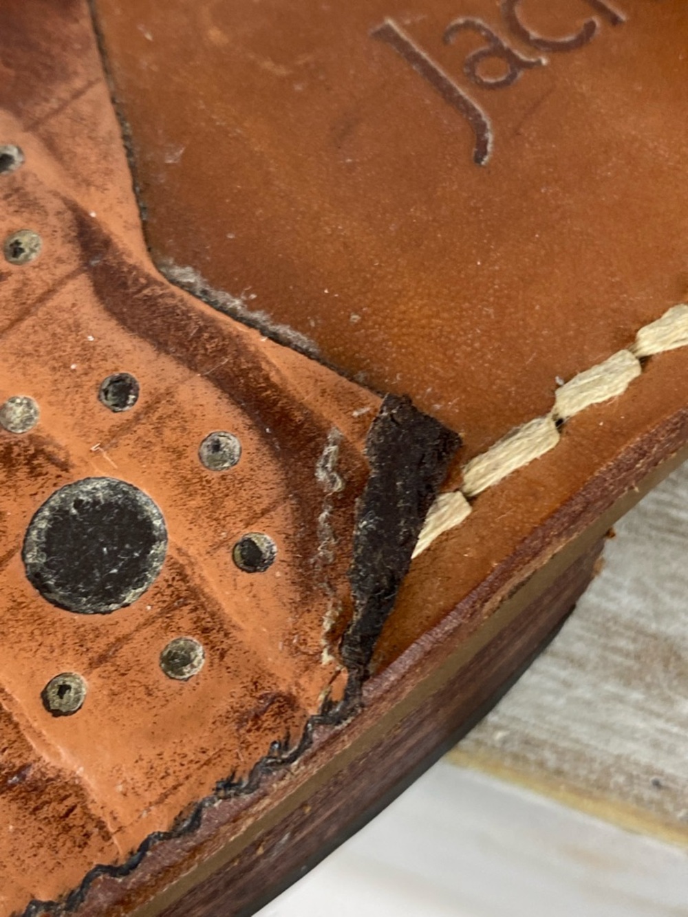 Jack Rogers Navajo flat sandals in a brown crocodile-embossed leather finish 7M - Picture 14 of 15